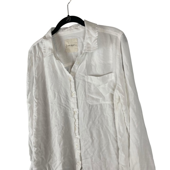 Lucky Brand White Button Front Long Sleeve Shirt Women’s Medium 100% Viscose - Picture 3 of 7